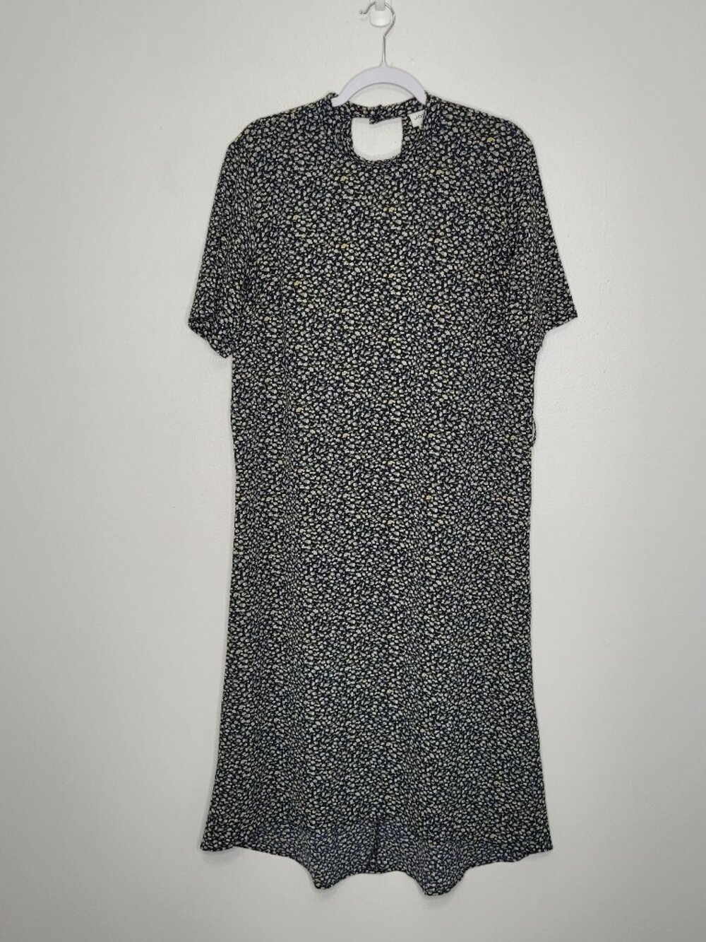 Jaqueline de Yong ditsy flower print short sleeve high low midi dress size 40